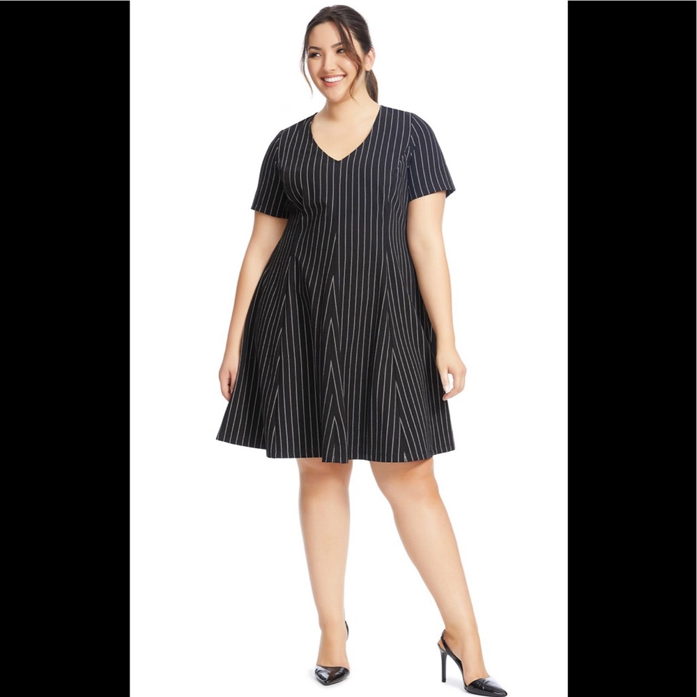 Hutch Black Victorian Stripe Dress Fit Flare 2X